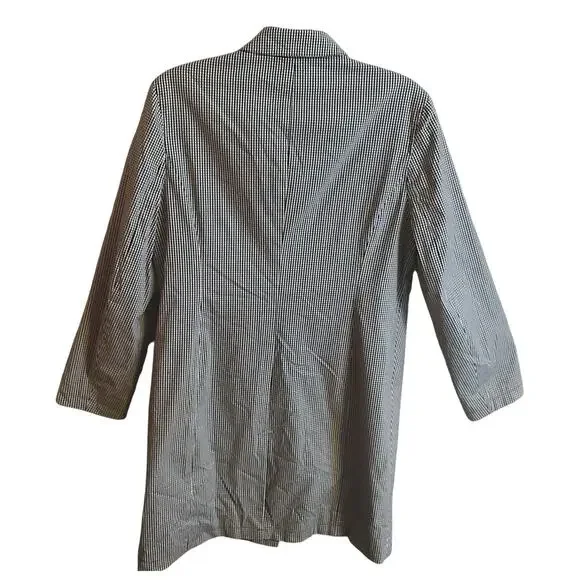 Women's Black White Gingham Rain Jacket Coat Size M - Picture 4 of 12